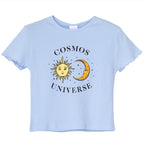 Women's Printed T-Shirt with Ruffled Sleeves, Casual Style