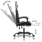Chaise de jeu 2025 avec repose-pieds pivotant, similicuir noir et blanc V8635