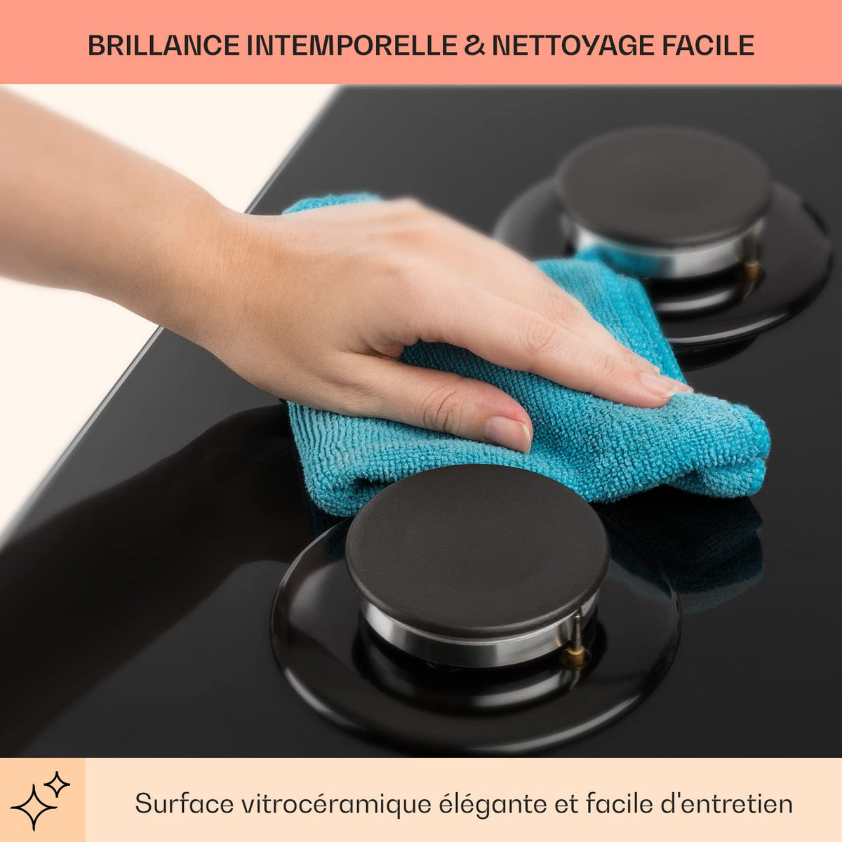 Klarstein Plaque de Cuisson Gaz à 4 Brûleurs en Acier Inoxydable, Table de Cuisson Encastrable à 4 Feux de 8100W, Cuisinières GP