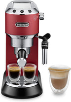 De'Longhi Dedica Style EC685.W, Machine à Café à Pompe en Acier Inoxydable Pour Café Moulu ou Dosettes, Machine à Espresso et Cappuccino, Réservoir de 1,3L, Système Anti-goutte, Blanc