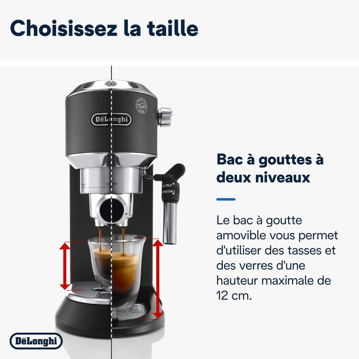 De'Longhi Dedica Style EC685.W, Machine à Café à Pompe en Acier Inoxydable Pour Café Moulu ou Dosettes, Machine à Espresso et Cappuccino, Réservoir de 1,3L, Système Anti-goutte, Blanc