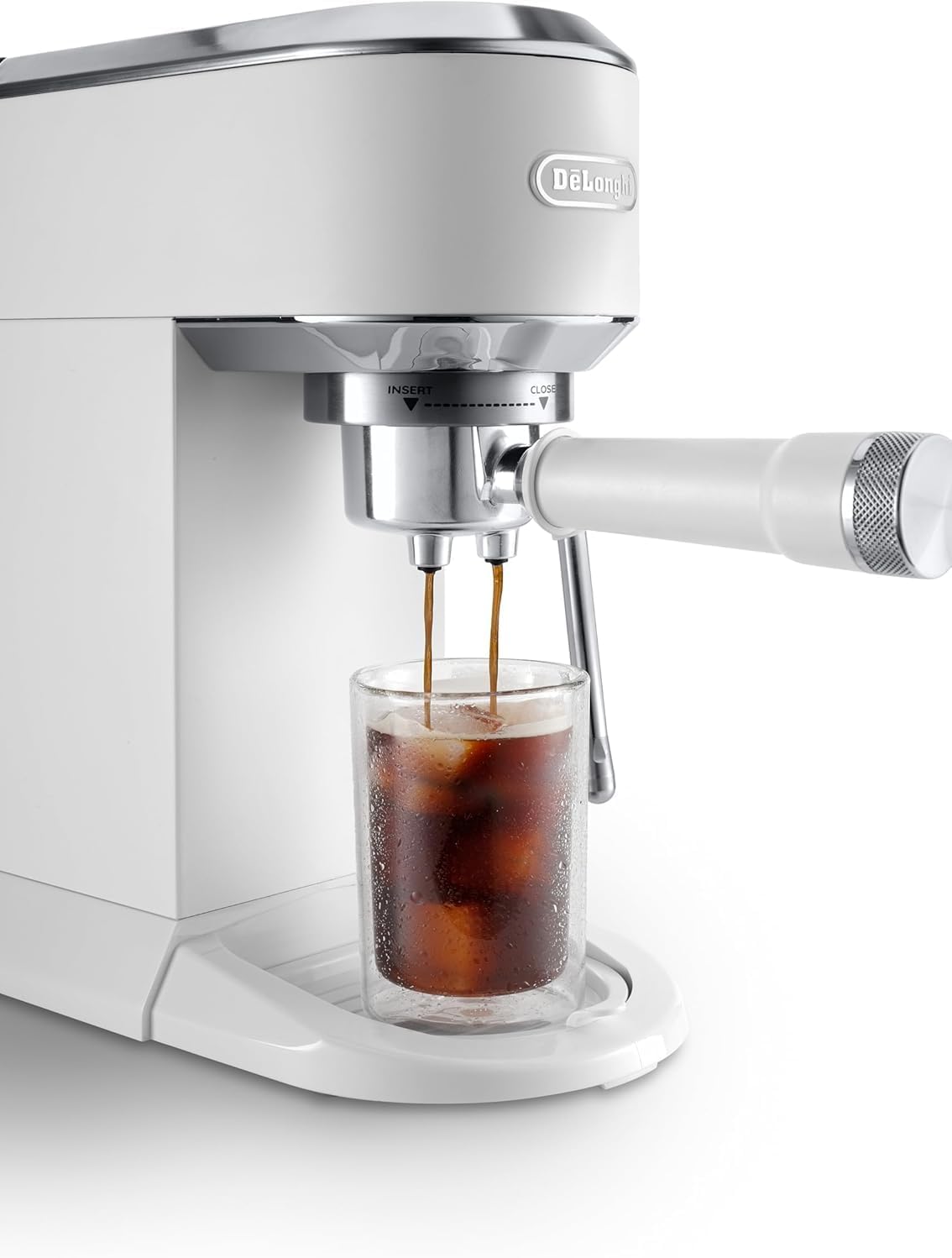 Machine à café De'Longhi Dedica - Acier inoxydable, pompe, pour café moulu ou dosettes, expresso et cappuccino, réservoir de 1,3 litre, système anti-gouttes, modèle EC685.M, couleur métal