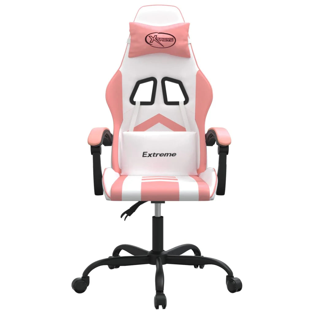 Chaise de jeu 2025 en cuir synthétique blanc et rose V1080