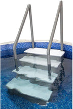 Échelle antidérapante pour piscines hors sol | Grise | Pour piscines hors sol avec une hauteur de terrasse de 122 à 137 cm | Échelle de sécurité supportant jusqu'à 136 kg