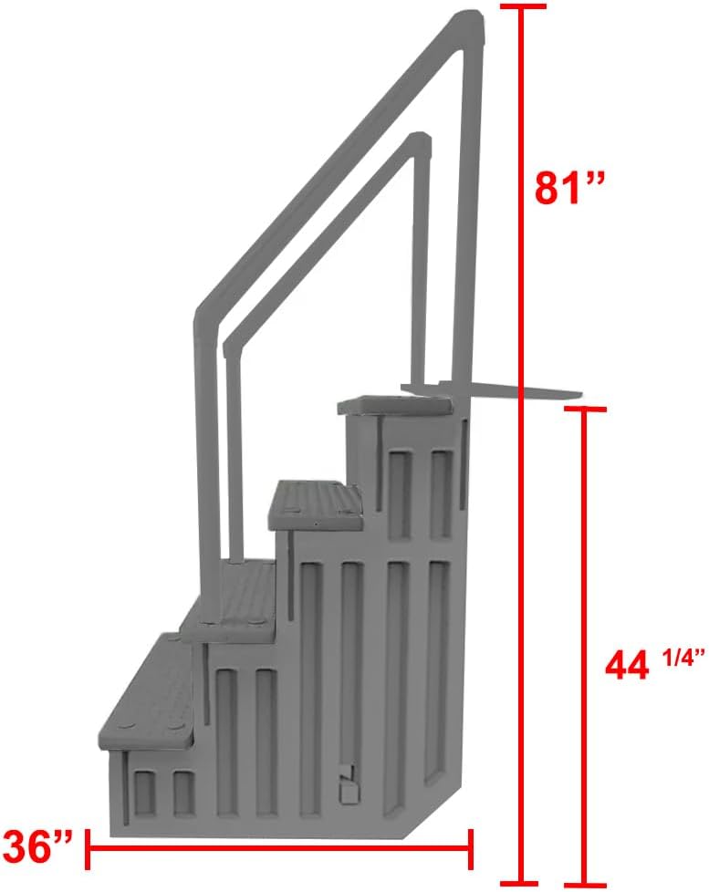 Marches antidérapantes Aqua Select pour piscines hors sol | Bleues | Pour piscines hors sol | Installation possible sur des terrasses de 122 à 137 cm de hauteur | Échelle de sécurité supportant jusqu'à 113 kg
