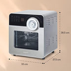 KLARSTEIN AeroVital Cube Chef   Friteuse sans huile, Air fryer, 1700 W, technologie DuoHeating, volume de 14L, 16 programmes, écran tactile, durée: environ 10h, thermostat: 50 220 °C, Inox, Noir : Cuisine et Maison