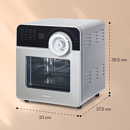 KLARSTEIN AeroVital Cube Chef   Friteuse sans huile, Air fryer, 1700 W, technologie DuoHeating, volume de 14L, 16 programmes, écran tactile, durée: environ 10h, thermostat: 50 220 °C, Inox, Noir : Cuisine et Maison