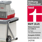IKRA 81002880 Elektro Gartenhäcksler Walzenhäcksler ILH 3000 A, leise robust wartungsarm, Starke 3.000 Watt, Aststärke bis 44mm, 230 V
