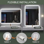 Miroir de salle de bain S'bagno avec éclairage 1200 x 700 mm, IP44, LED, Bluetooth, antibuée, 3 couleurs de lumière (3 000 K, 4 000 K, 6 500 K), intensité variable, mémoire, vertical ou horizontal. Miroirs de salle de bain avec LED.