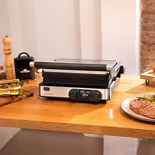 Cecotec Grill électrique Rock’nGrill Smart. Système de réglage de la puissance, du temps et de la température de 2000 W, ouverture à 180 °, plaques amovibles allant au lave vaisselle : Cuisine et Maison