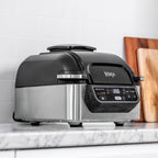 Ninja Foodi Grill & Air Fryer, 5,7L, 5 Fonctions de Cuisson Air Fry, Grille, Cuit, Rotis et bien plus, Pièces Lavables au Lave-vaisselle, Noir/Argent