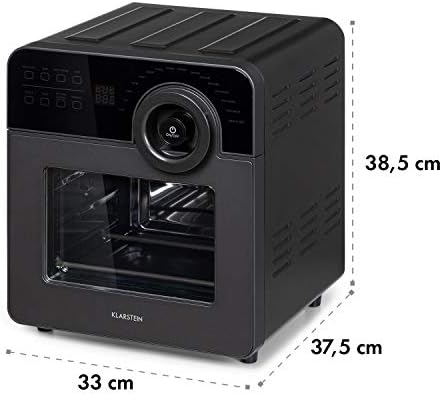 KLARSTEIN AeroVital Cube Chef   Friteuse sans huile, Air fryer, 1700 W, technologie DuoHeating, volume de 14L, 16 programmes, écran tactile, durée: environ 10h, thermostat: 50 220 °C, Inox, Noir : Cuisine et Maison