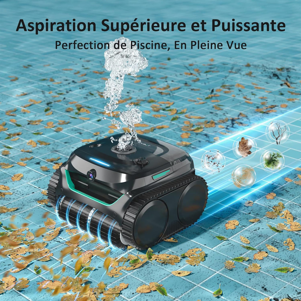 WYBOT C2 Vision AI caméra Robot Piscine sans Fil avec Batterie, Robot de Piscine Sol et Mur, Filtration à Deux Couches, Aspiration puissante, pour piscines enterrées jusqu'à 180㎡