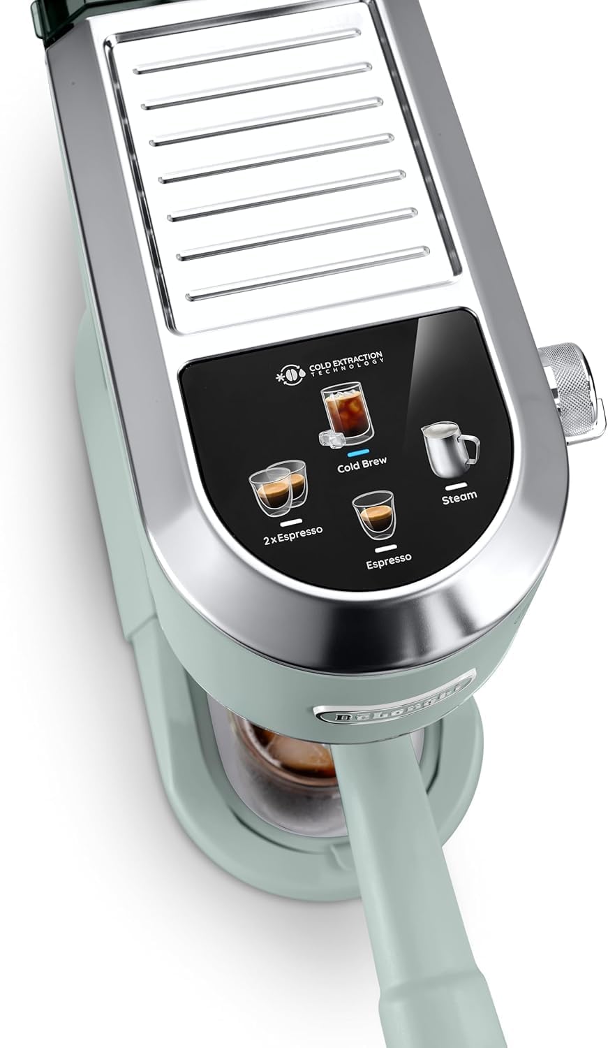 Machine à café De'Longhi Dedica - Acier inoxydable, pompe, pour café moulu ou dosettes, expresso et cappuccino, réservoir de 1,3 litre, système anti-gouttes, modèle EC685.M, couleur métal