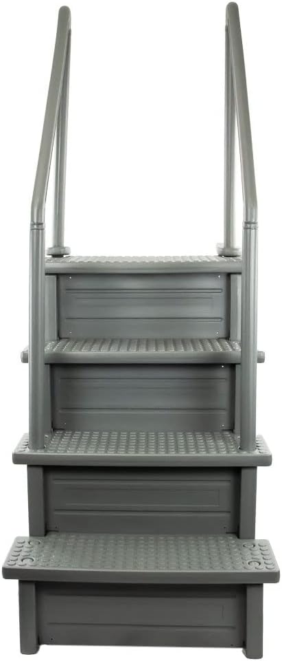 Marches antidérapantes Aqua Select pour piscines hors sol | Bleues | Pour piscines hors sol | Installation possible sur des terrasses de 122 à 137 cm de hauteur | Échelle de sécurité supportant jusqu'à 113 kg