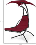 Chaise longue suspendue d'extérieur Best Choice Products – Fauteuil à bascule incurvé en acier avec coussin intégré et auvent amovible – Gris anthracite