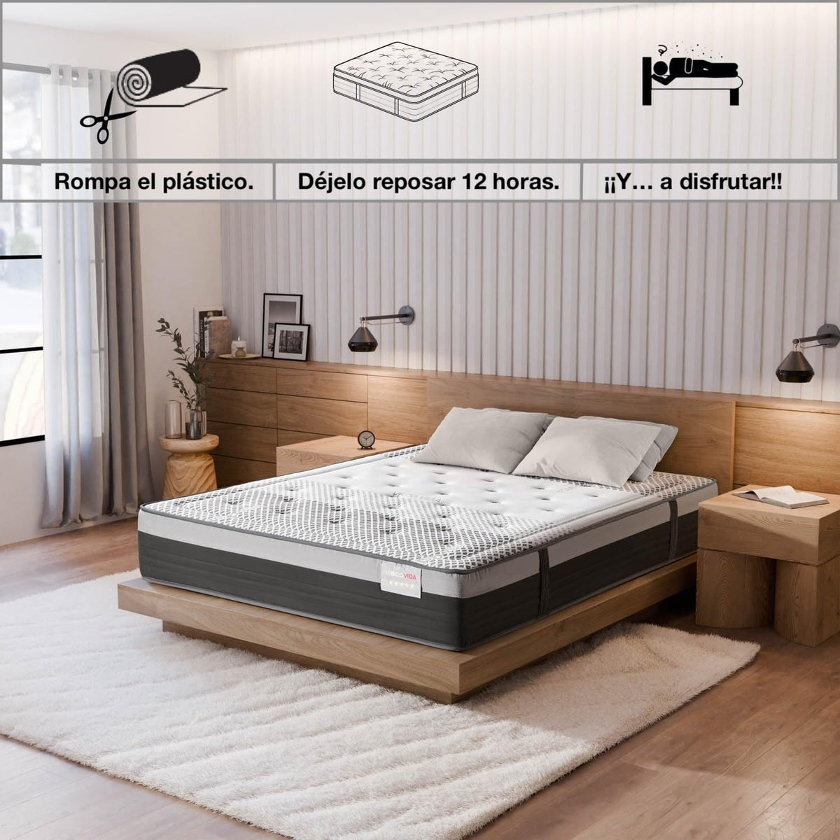 Matelas en mousse à mémoire de forme ferme T-ORMU Premium 150 x 190 cm Matelas en mousse à mémoire de forme Haute fermeté ± 29 cm Hauteur – Double – Respirant Anti-allergique Confortable Ergonomique Oeko-Tex