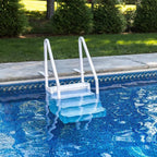 Marches antidérapantes Aqua Select pour piscines hors sol | Bleues | Pour piscines hors sol | Installation possible sur des terrasses de 122 à 137 cm de hauteur | Échelle de sécurité supportant jusqu'à 113 kg