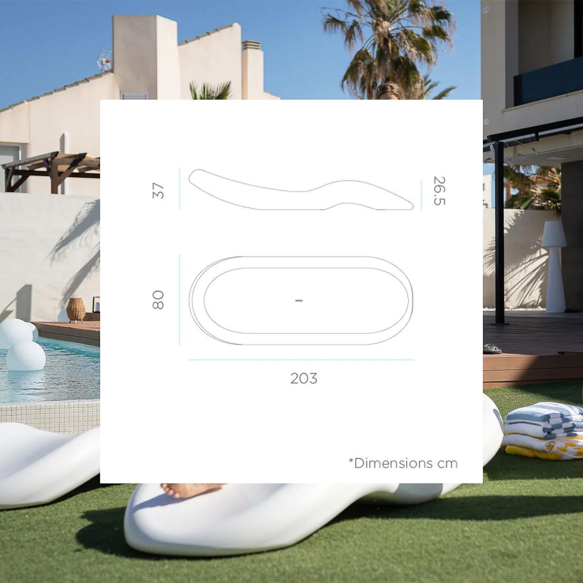 Chaise longue Rasa pour piscines, hôtels et clubs de plage