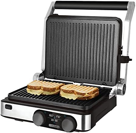 Cecotec Grill électrique Rock’nGrill Smart. Système de réglage de la puissance, du temps et de la température de 2000 W, ouverture à 180 °, plaques amovibles allant au lave vaisselle : Cuisine et Maison