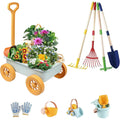 Mostop Kit d'outils de jardinage pour enfants - Jouet avec brouette, pelle en métal, râteau, râteau, chariot de jardin extérieur, cadeau d'anniversaire pour garçons et filles de 4 à 8 ans : Jeux et Jouets