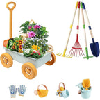 Mostop Kit d'outils de jardinage pour enfants - Jouet avec brouette, pelle en métal, râteau, râteau, chariot de jardin extérieur, cadeau d'anniversaire pour garçons et filles de 4 à 8 ans : Jeux et Jouets