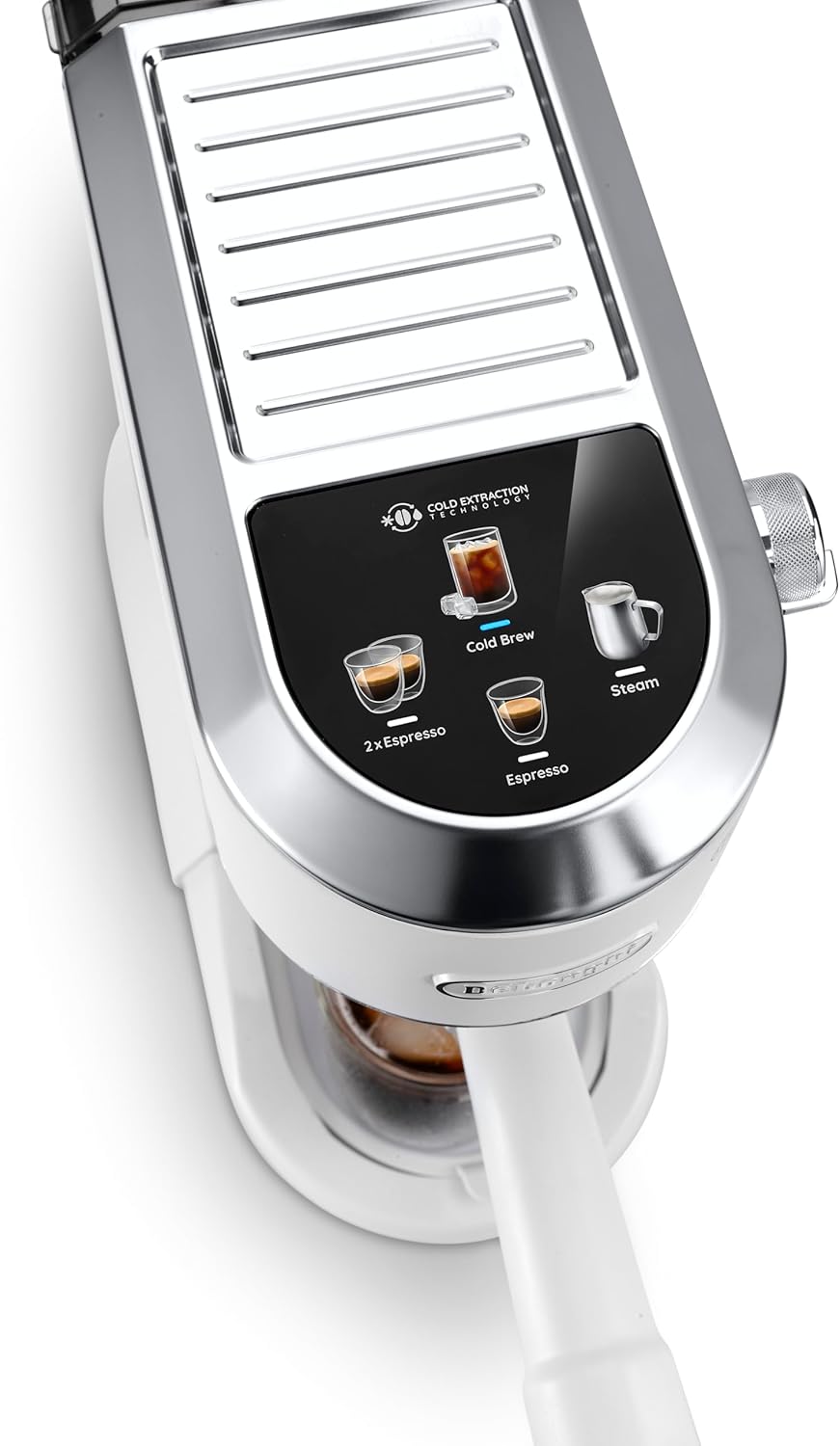 Machine à café De'Longhi Dedica - Acier inoxydable, pompe, pour café moulu ou dosettes, expresso et cappuccino, réservoir de 1,3 litre, système anti-gouttes, modèle EC685.M, couleur métal