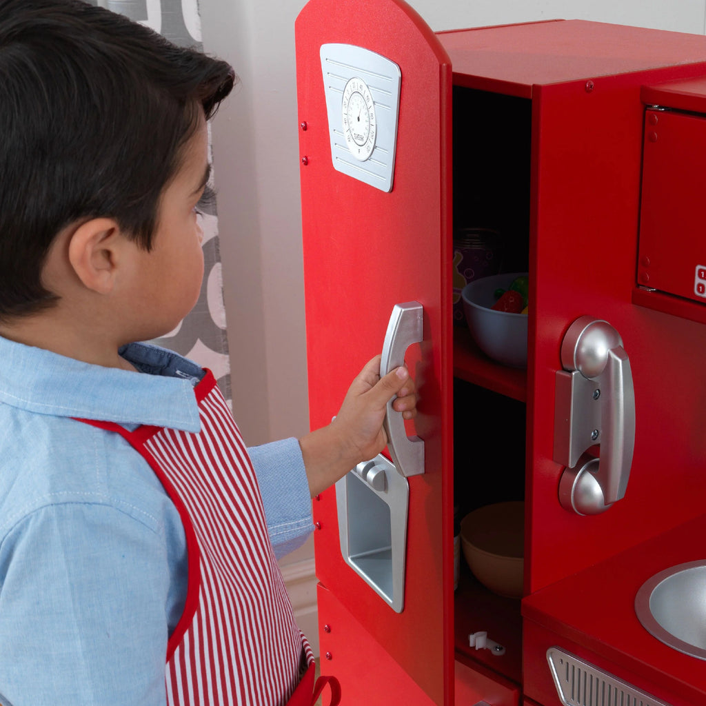 Cuisine jouet vintage en bois rouge KidKraft avec téléphone jouet