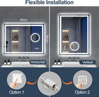 Miroir de salle de bain S'bagno avec éclairage 120 x 70 cm, miroir de salle de bain LED avec Bluetooth et fonction antibuée, intensité variable 3000 K/4000 K/6500 K, mémoire de forme, verre trempé HD, IP44 - Miroirs de salle de bain LED, horizontaux