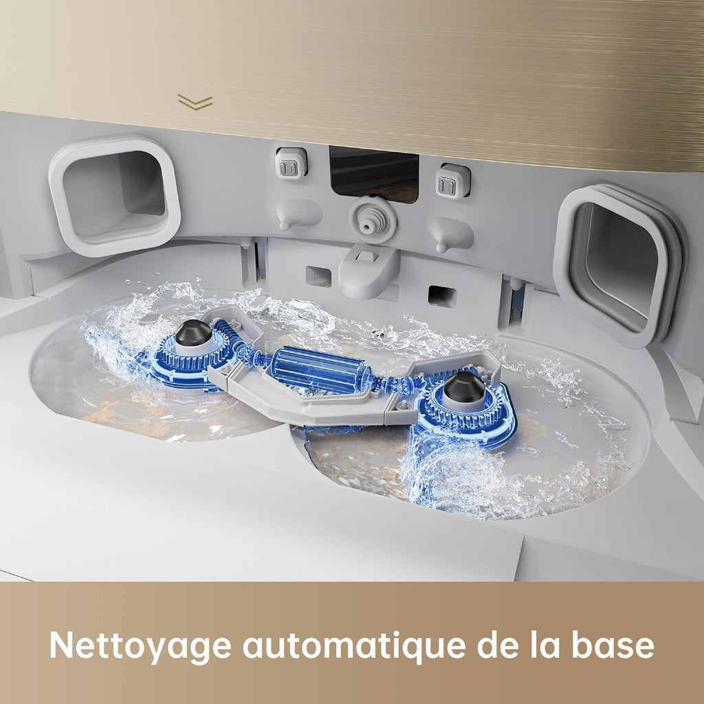 Dreame X40 Ultra Complete Robot Aspirateur avec Serpillière amovible et relevable, Brosse latérale surélevée,12 000 Pa,Serpillière et la Plaque de lavage avec de l'eau chaude à 70°C,Brosses relevables
