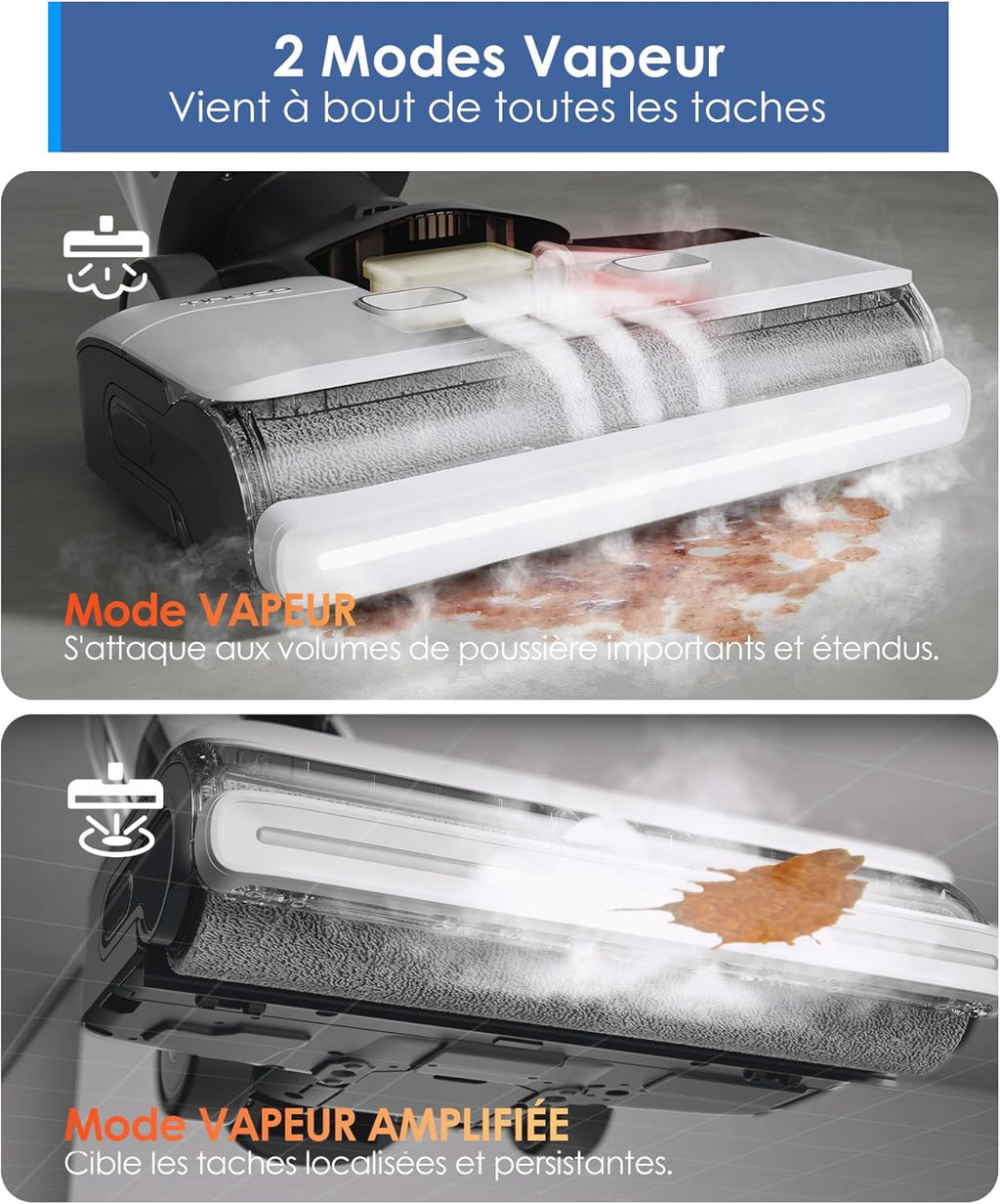 Tineco Floor One S7 Steam Nettoyeur de Sols sans-Fil Balai Vapeur pour Saletés Collantes sur Sols Durs avec Écran Auto-Nettoyage Nettoyage des Bords Autopropulsion Parfait pour Enfants/Animaux