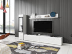 Ensemble de salon Piaski Vera I, éclairage LED en option, couleurs variées (béton/blanc brillant, sans éclairage LED)