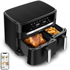 Moulinex air fryer deux compartiments, très grande capacité 11L, 10 personnes, 7 Programmes automatiques, friteuse sans huile, Ecran tactile digital, Dual inox, EZ942BF0, Gris foncé : Cuisine et Maison