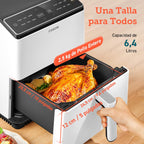 Friteuse à air sans huile COSORI 6,4 L, double chauffage, sans remuer ni préchauffer, avec recettes en espagnol et 12 programmes, gris foncé, modèle CAF-P583S
