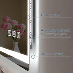 Miroir de salle de bain S'bagno avec éclairage 120 x 70 cm, miroir de salle de bain LED avec Bluetooth et fonction antibuée, intensité variable 3000 K/4000 K/6500 K, mémoire de forme, verre trempé HD, IP44 - Miroirs de salle de bain LED, horizontaux