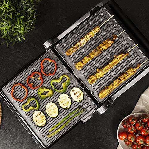 Cecotec Grill électrique Rock’nGrill Smart. Système de réglage de la puissance, du temps et de la température de 2000 W, ouverture à 180 °, plaques amovibles allant au lave vaisselle : Cuisine et Maison