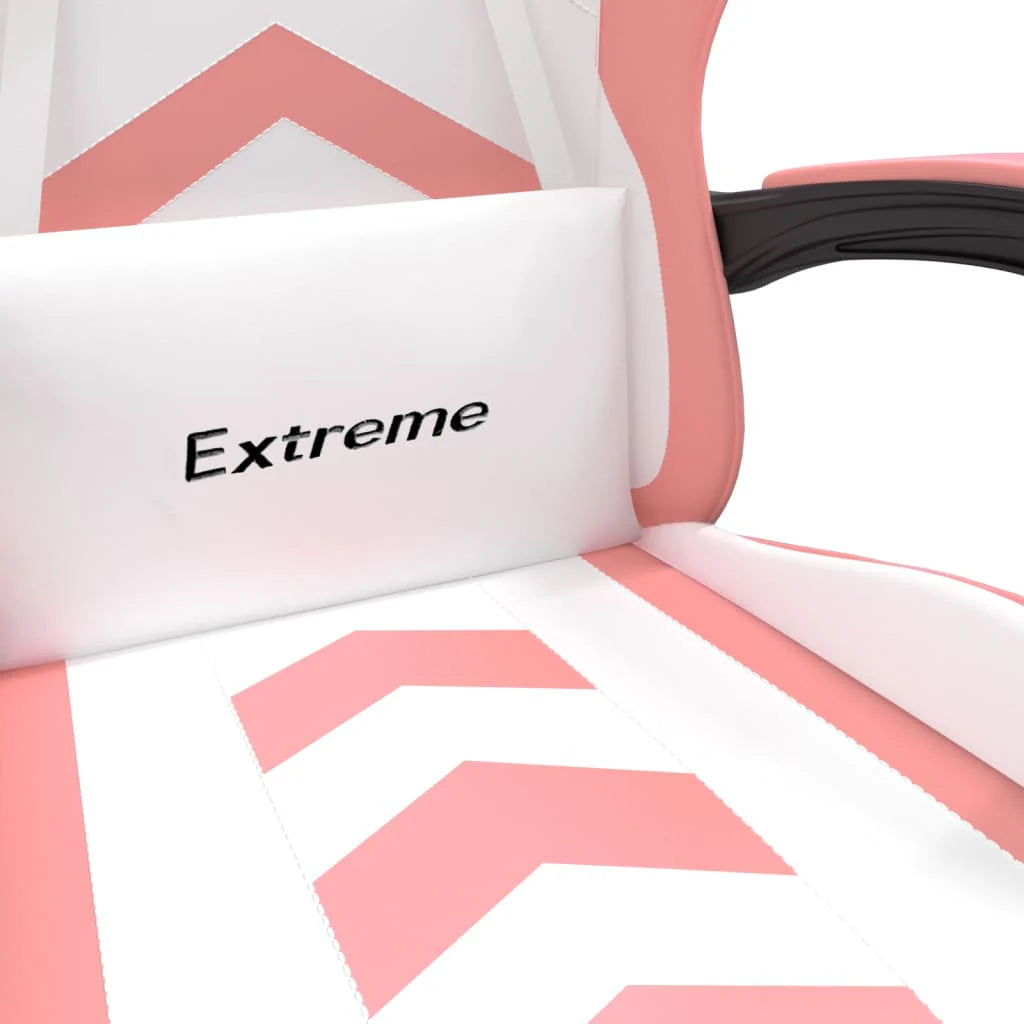 Chaise de jeu 2025 en cuir synthétique blanc et rose V1080