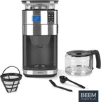 BEEM FRESH-AROMA-PERFECT II Filterkaffeemaschine mit Mahlwerk - Thermo | Edelstahl | Thermokanne | 24h-Timer | 1000 W | 180 g Bohnenbehälter
