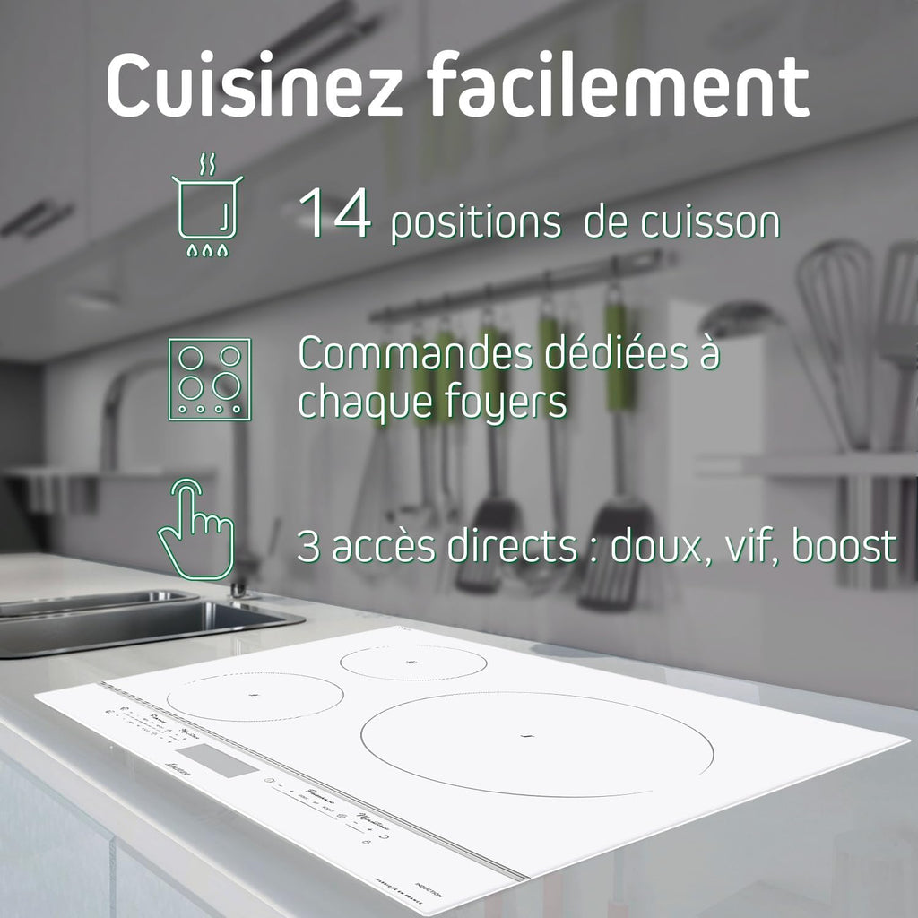 Sauter - SPI9544W - Table de cuisson à induction - Station de cuisson intégrée - Blanc