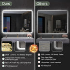 Miroir de salle de bain S'bagno avec éclairage 1200 x 700 mm, IP44, LED, Bluetooth, antibuée, 3 couleurs de lumière (3 000 K, 4 000 K, 6 500 K), intensité variable, mémoire, vertical ou horizontal. Miroirs de salle de bain avec LED.