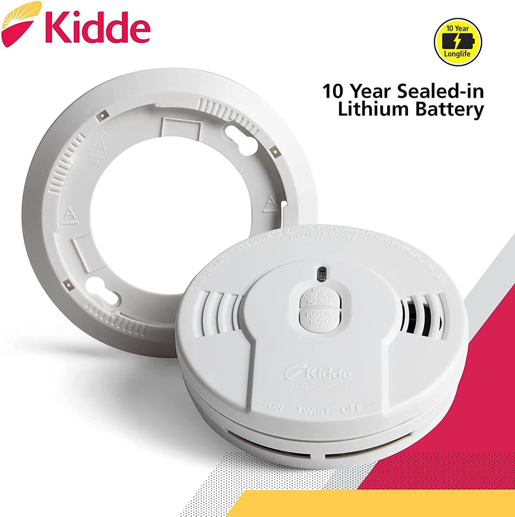 Détecteur de fumée Kidde, batterie 10 ans, voyants LED, alerte de remplacement, bouton de test et de réinitialisation, paquet de 6, blanc