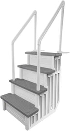 Échelle antidérapante pour piscines hors sol | Grise | Pour piscines hors sol avec une hauteur de terrasse de 122 à 137 cm | Échelle de sécurité supportant jusqu'à 136 kg