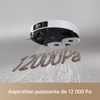 Dreame X40 Ultra Complete Robot Aspirateur avec Serpillière amovible et relevable, Brosse latérale surélevée,12 000 Pa,Serpillière et la Plaque de lavage avec de l'eau chaude à 70°C,Brosses relevables