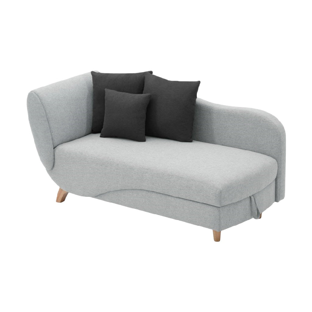 Méridienne en tissu gris clair avec coussins anthracite