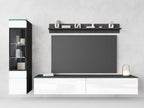 Ensemble de salon Piaski Vera I, éclairage LED en option, couleurs variées (béton/blanc brillant, sans éclairage LED)