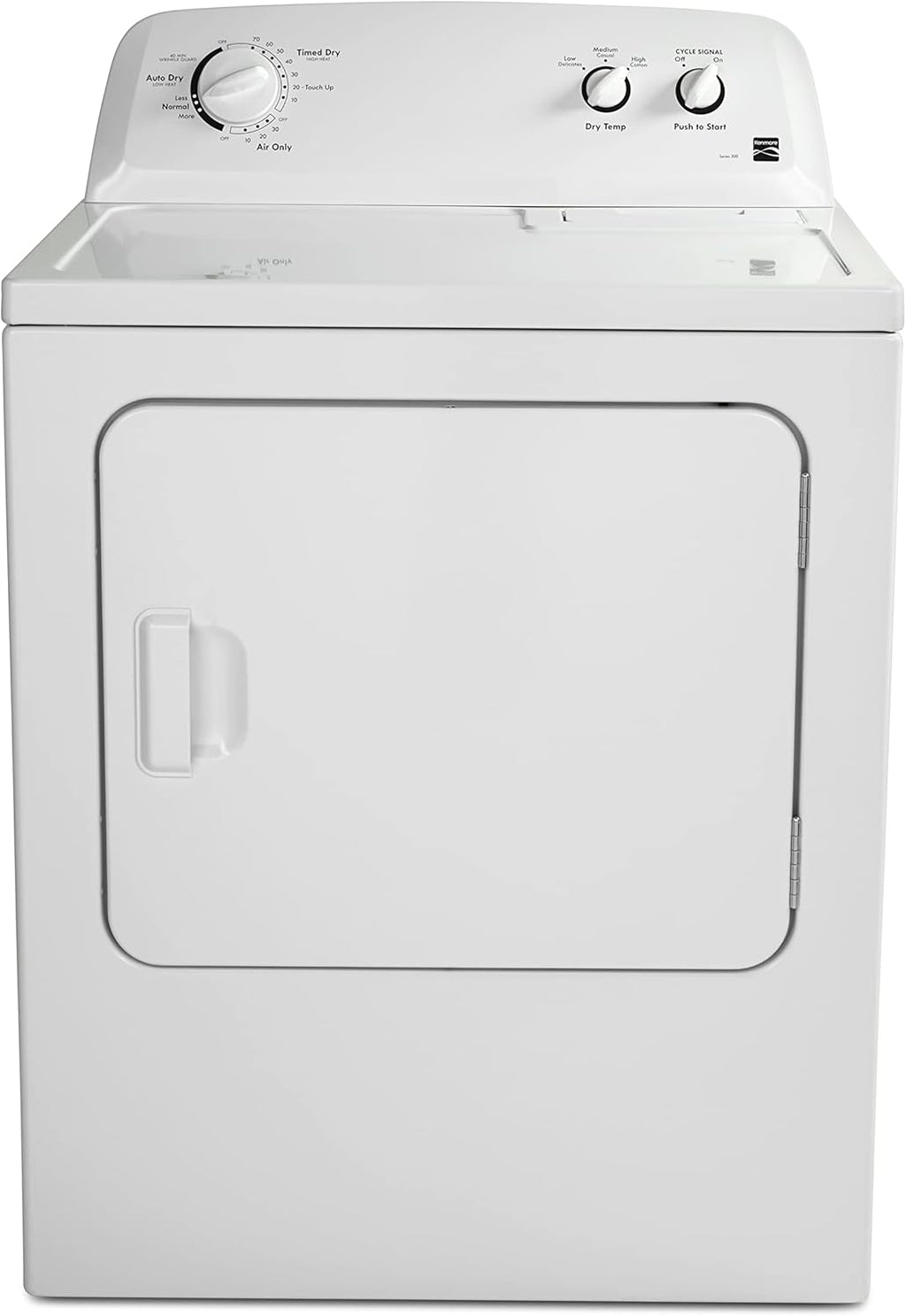 Sèche-linge électrique Kenmore à chargement frontal de 74 cm (29 po) avec protection anti-froissage et capacité totale de 198 litres (7 pi³), blanc
