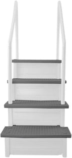 Échelle antidérapante pour piscines hors sol | Grise | Pour piscines hors sol avec une hauteur de terrasse de 122 à 137 cm | Échelle de sécurité supportant jusqu'à 136 kg