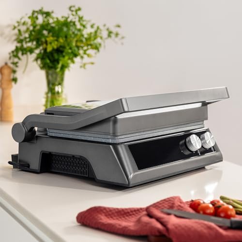 Cecotec Grill électrique Rock’nGrill Smart. Système de réglage de la puissance, du temps et de la température de 2000 W, ouverture à 180 °, plaques amovibles allant au lave vaisselle : Cuisine et Maison