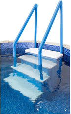 Marches antidérapantes Aqua Select pour piscines hors sol | Bleues | Pour piscines hors sol | Installation possible sur des terrasses de 122 à 137 cm de hauteur | Échelle de sécurité supportant jusqu'à 113 kg