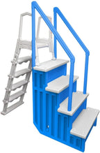 Marches antidérapantes Aqua Select pour piscines hors sol | Bleues | Pour piscines hors sol | Installation possible sur des terrasses de 122 à 137 cm de hauteur | Échelle de sécurité supportant jusqu'à 113 kg